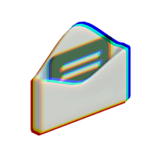 A 3D image of an open envelope that contains a card inside.